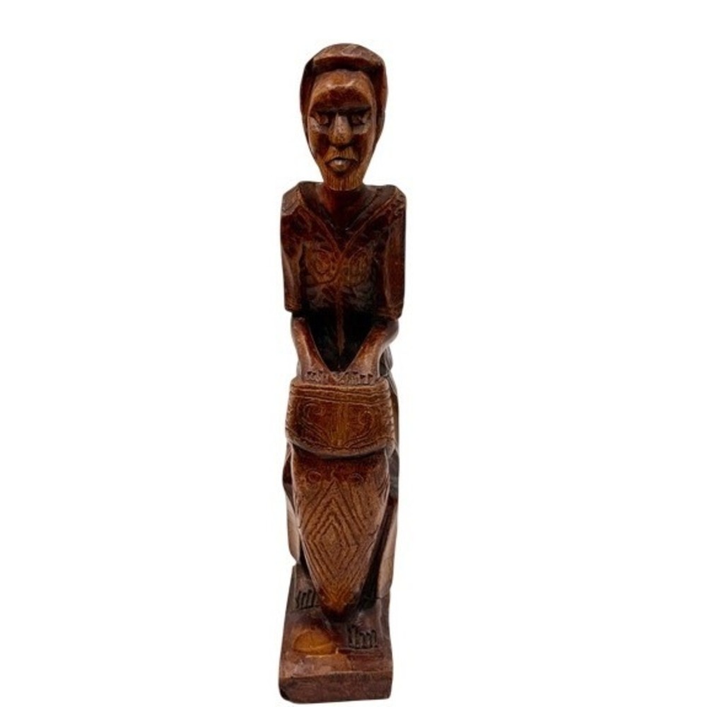 Hand Carved Wood Drummer Figurine Set Tribal African Art Decor Men Drums - Picture 8 of 12